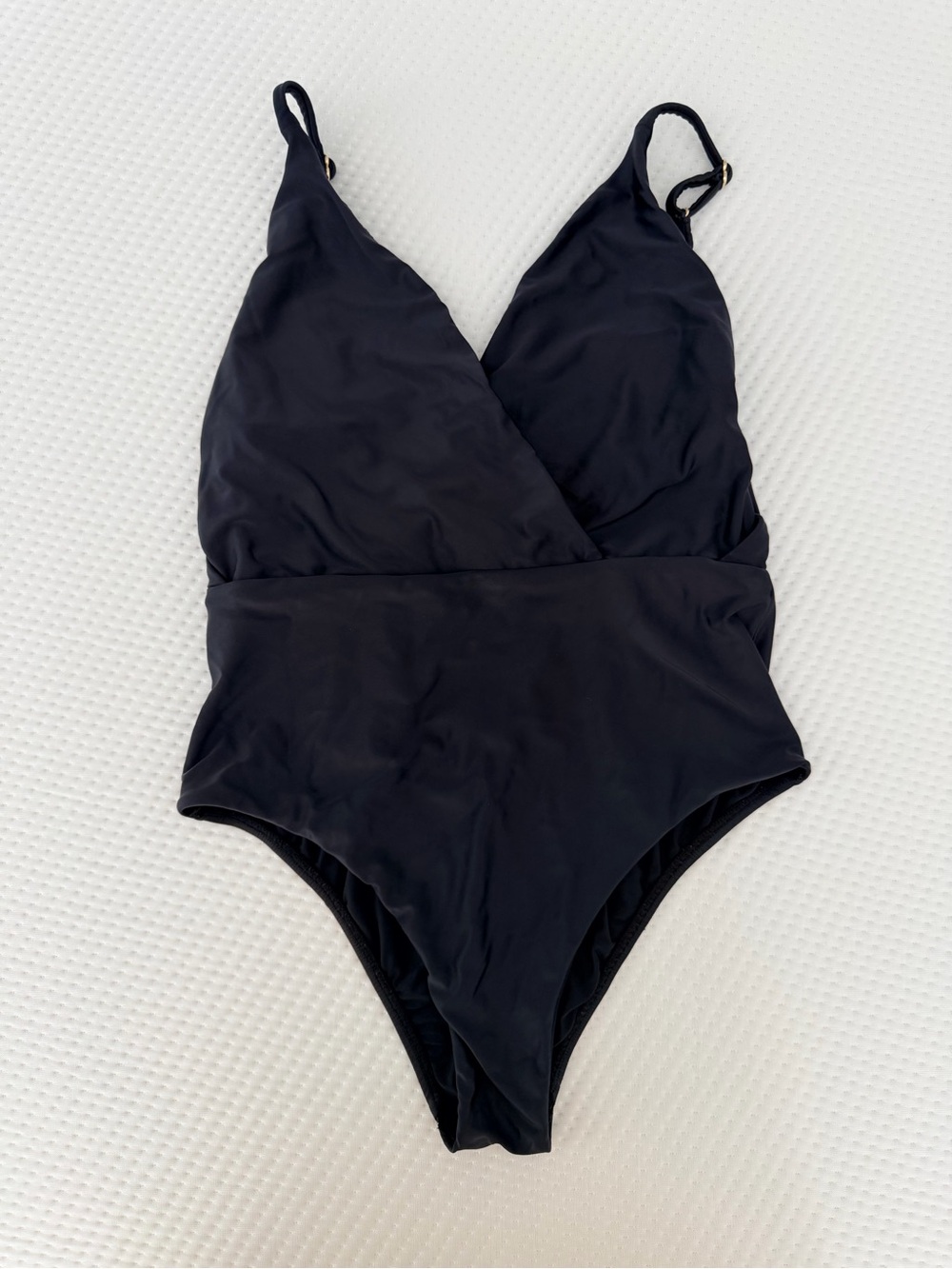 Sleek Black V-Neck One-Piece Swimsuit